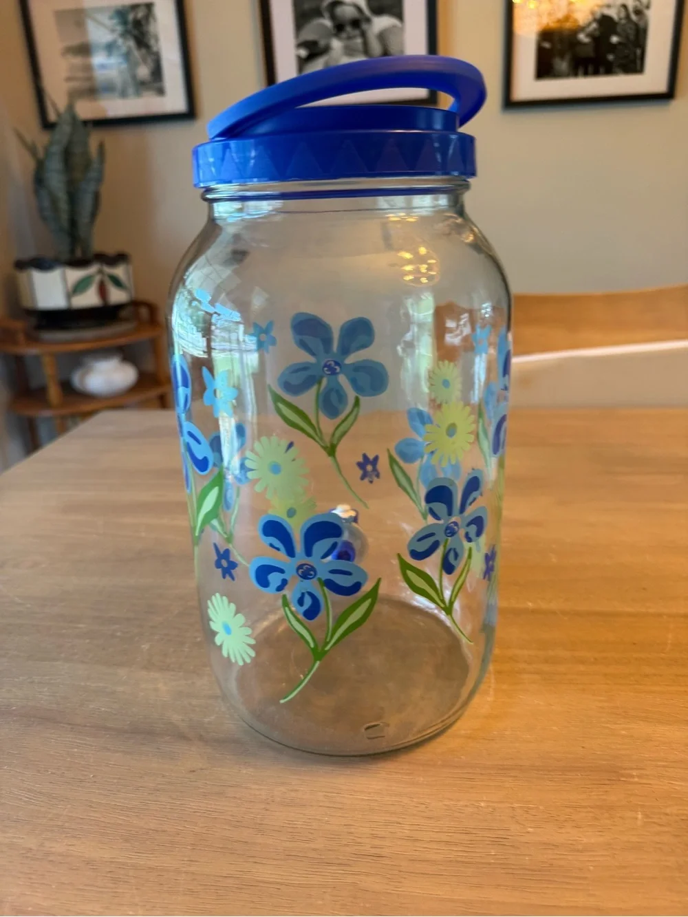 Vintage glass sun tea retro floral glass dispenser with lid
